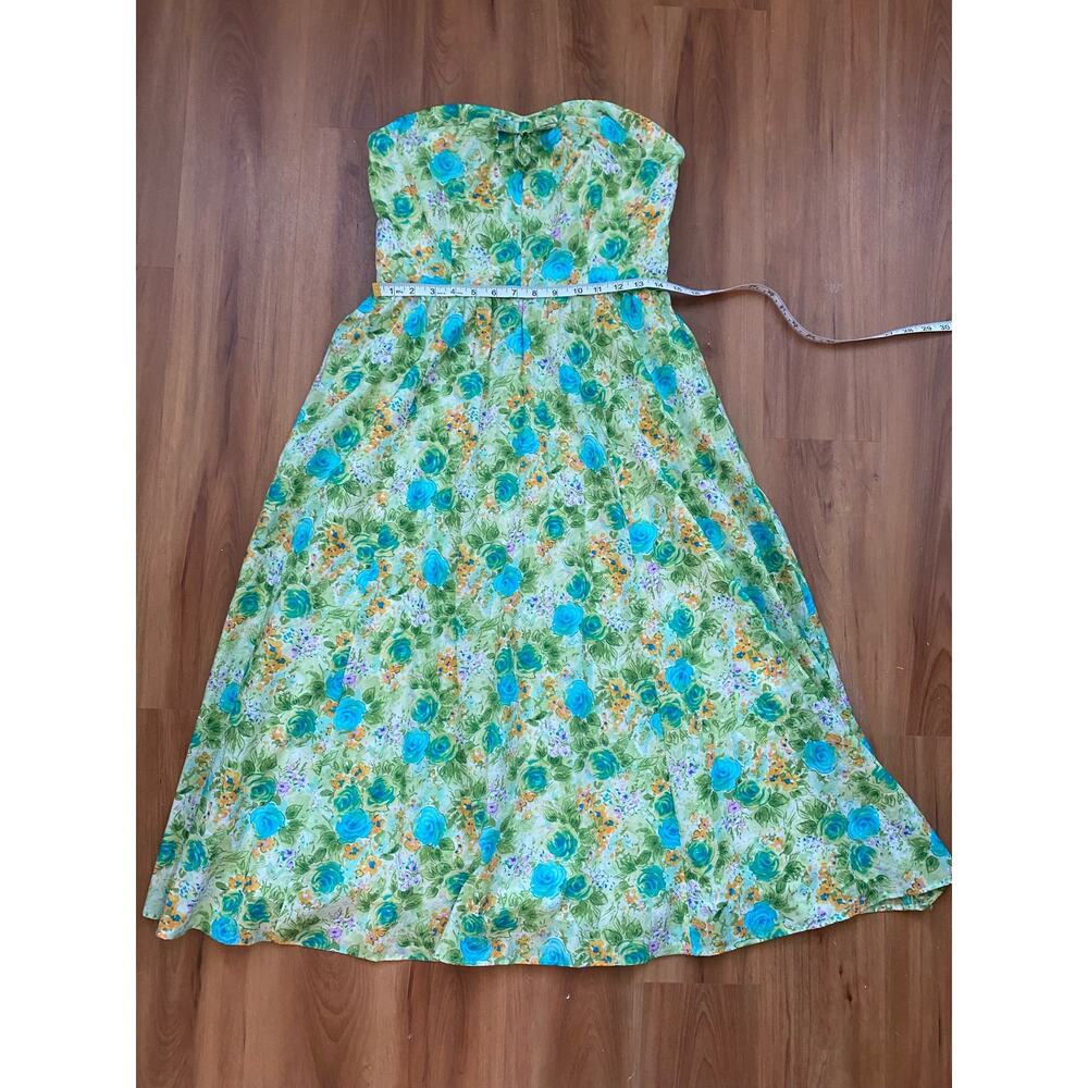 Chadwick’s Size 10 Strapless Multi color green  Dress Summer Lining Comfortable - Picture 8 of 12